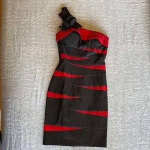 Betsy & Adam one shoulder cocktail dress